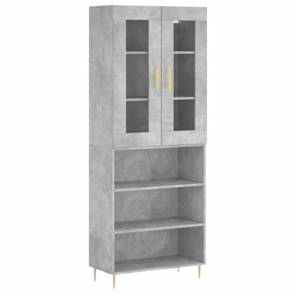 Vidaxl (Concrete Grey, 3 Shelves) Highboard Sideboard Tall Storage Cabinet Side Cabinet Engineered Wood