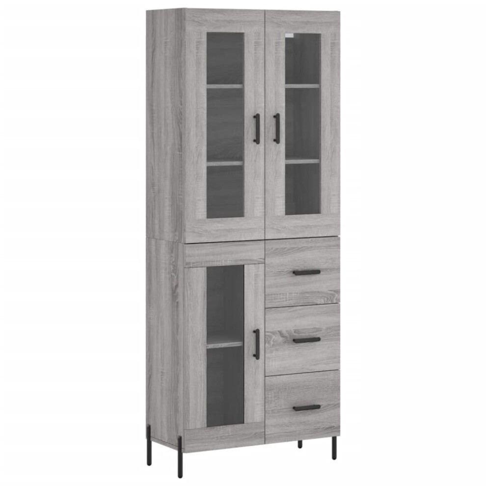 (grey sonoma, 1 glass door 3 drawers) vidaXL Highboard Sideboard Tall Storage Cabinet Side Cabinet Engineered Wood