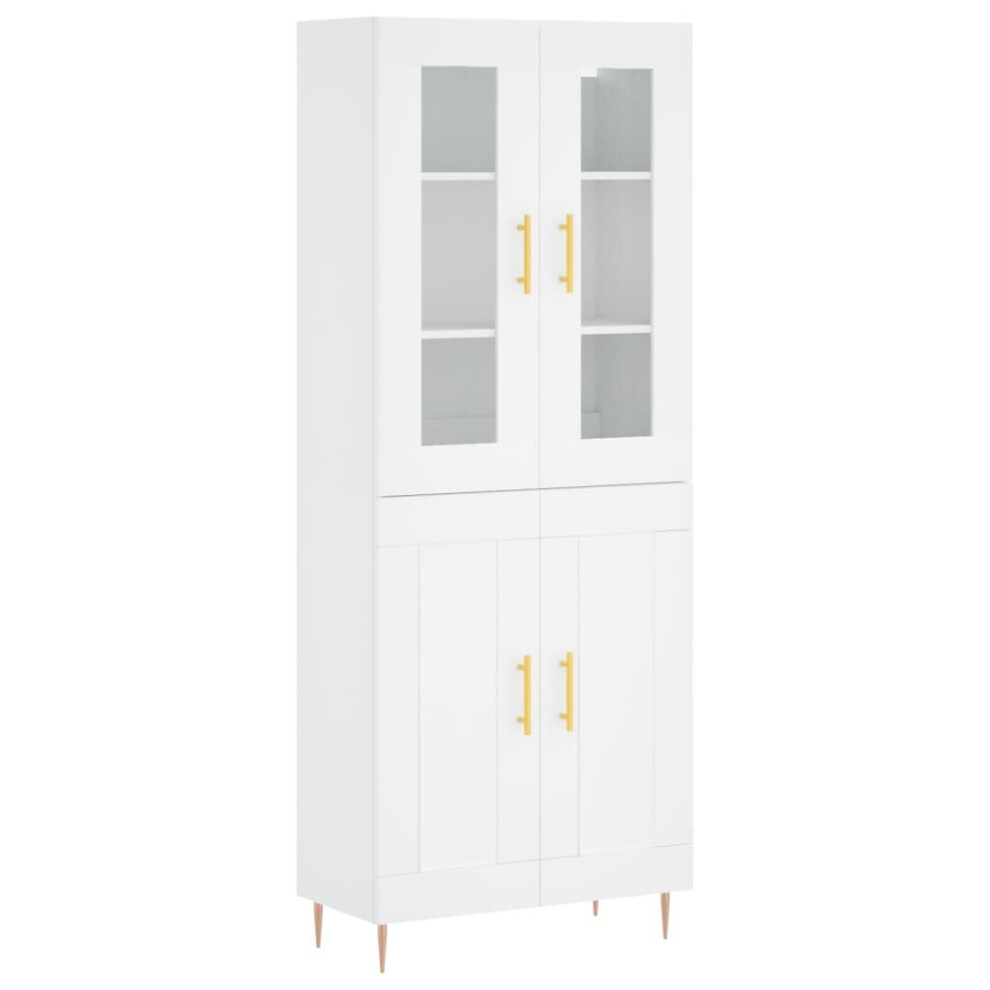 Vidaxl (White, 2 Wood Doors) Highboard Sideboard Tall Storage Cabinet Side Cabinet Engineered Wood