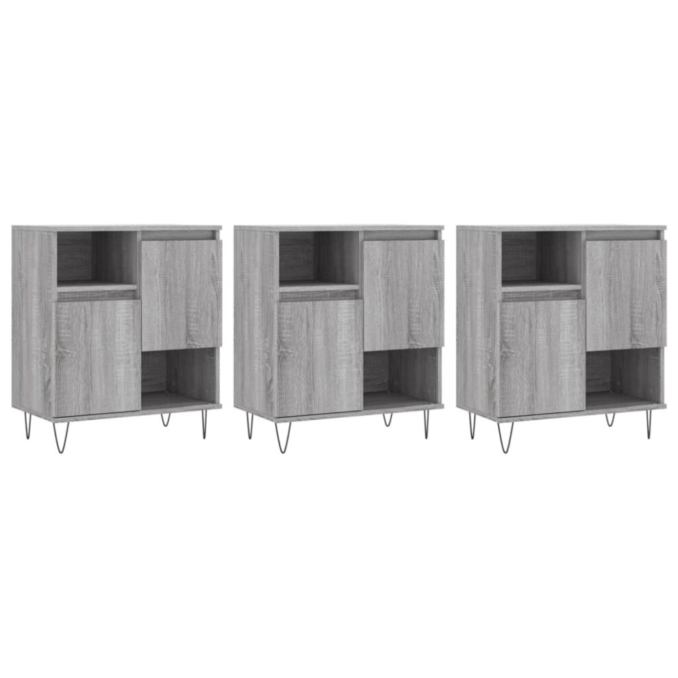 (grey sonoma, 3 pcs) vidaXL Sideboard Storage Cupboard Side Cabinets 3 pcs White Engineered Wood