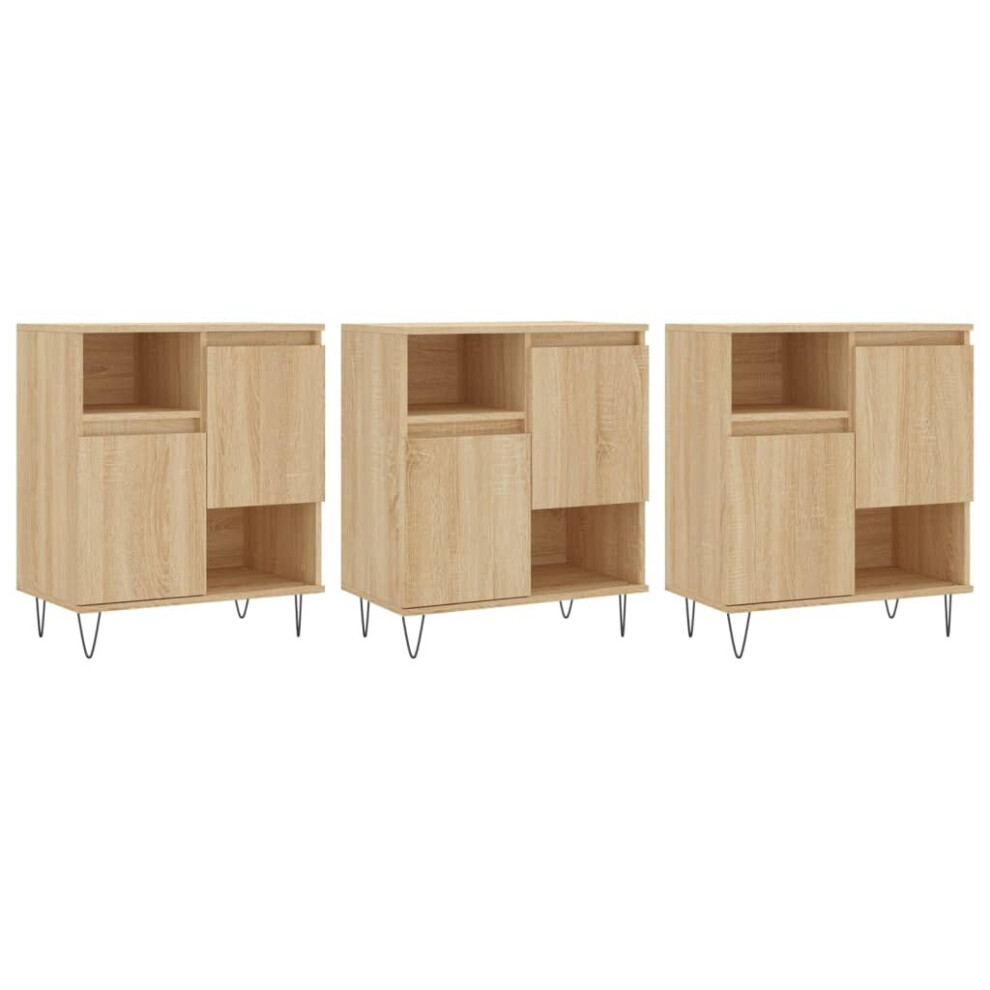 Vidaxl (Sonoma Oak, 3 Pcs) Sideboard Storage Cupboard Highboard Home Side Cabinet Engineered Wood