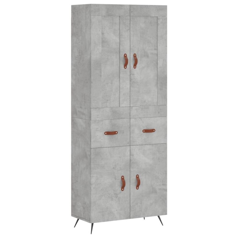 Vidaxl (Concrete Grey, 2 Doors 2 Drawers) Highboard Sideboard Tall Storage Cabinet Side Cabinet Engineered Wood