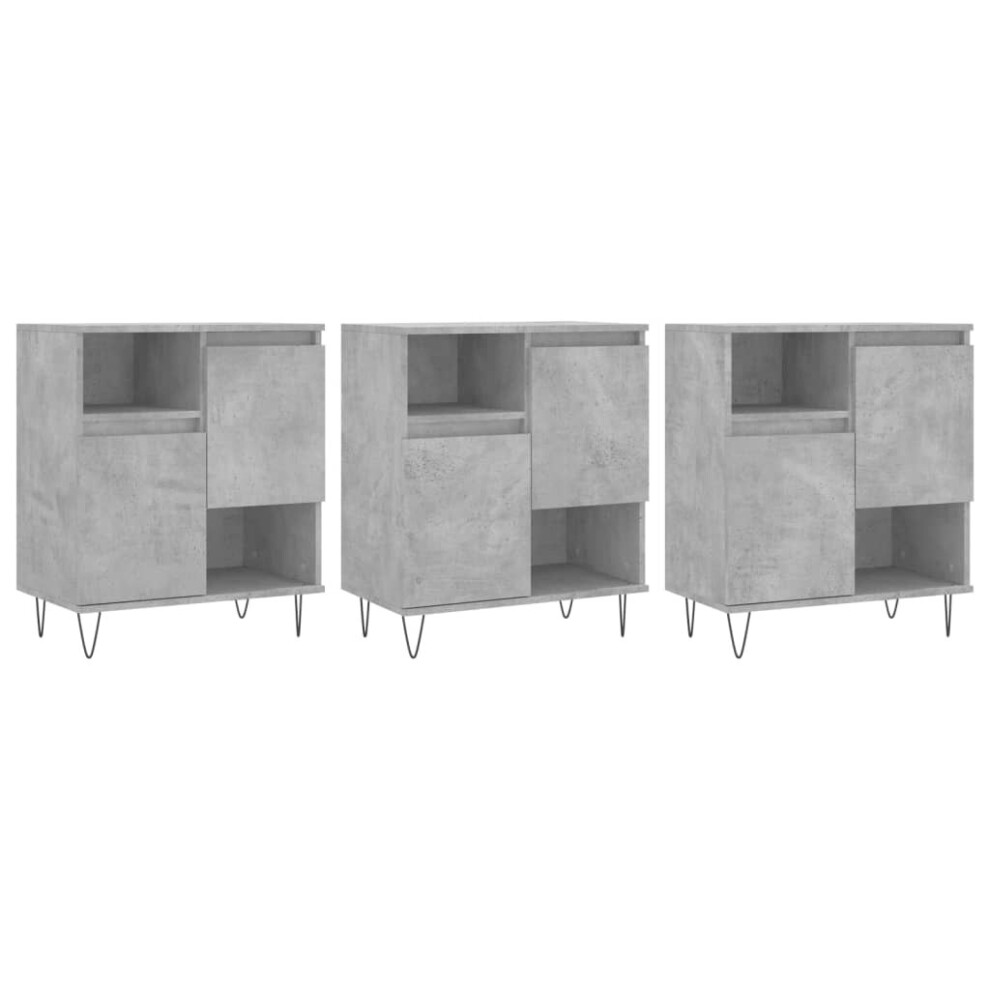 (concrete grey, 3 pcs) vidaXL Sideboard Storage Cupboard Side Cabinets 3 pcs White Engineered Wood