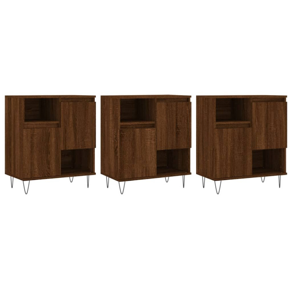 (brown oak, 3 pcs) vidaXL Sideboard Storage Cupboard Side Cabinets 3 pcs White Engineered Wood