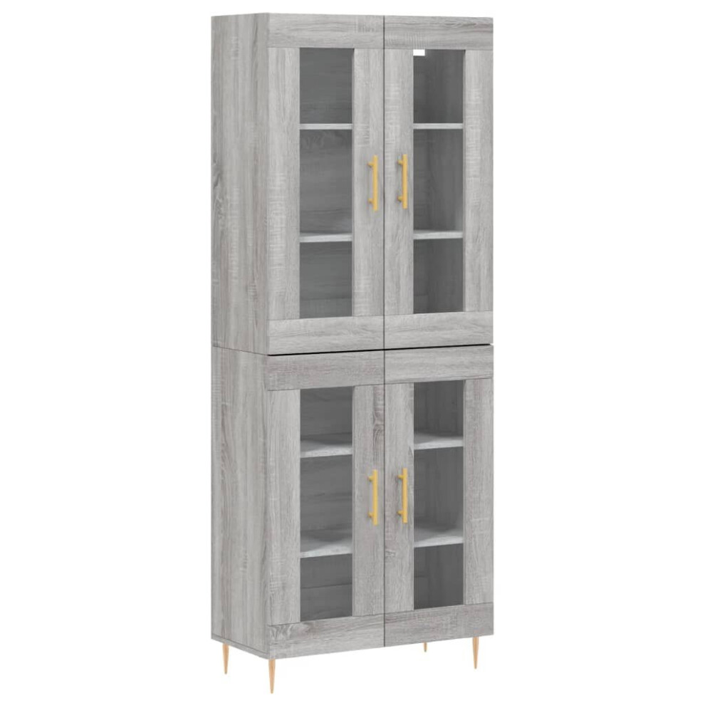 (grey sonoma, 2 glass doors) vidaXL Highboard Sideboard Tall Storage Cabinet Side Cabinet Engineered Wood