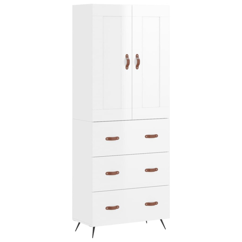 (high gloss white, 3 drawers) vidaXL Highboard Sideboard Tall Storage Cabinet Side Cabinet Engineered Wood