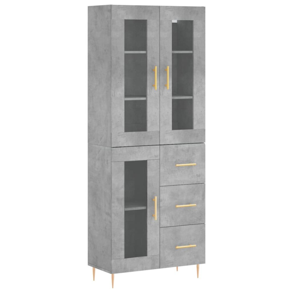 (concrete grey, 1 glass door 3 drawers) vidaXL Highboard Sideboard Tall Storage Cabinet Side Cabinet Engineered Wood