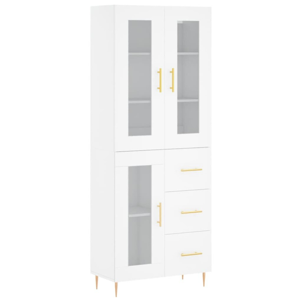 (white, 1 glass door 3 drawers) vidaXL Highboard Sideboard Tall Storage Cabinet Side Cabinet Engineered Wood