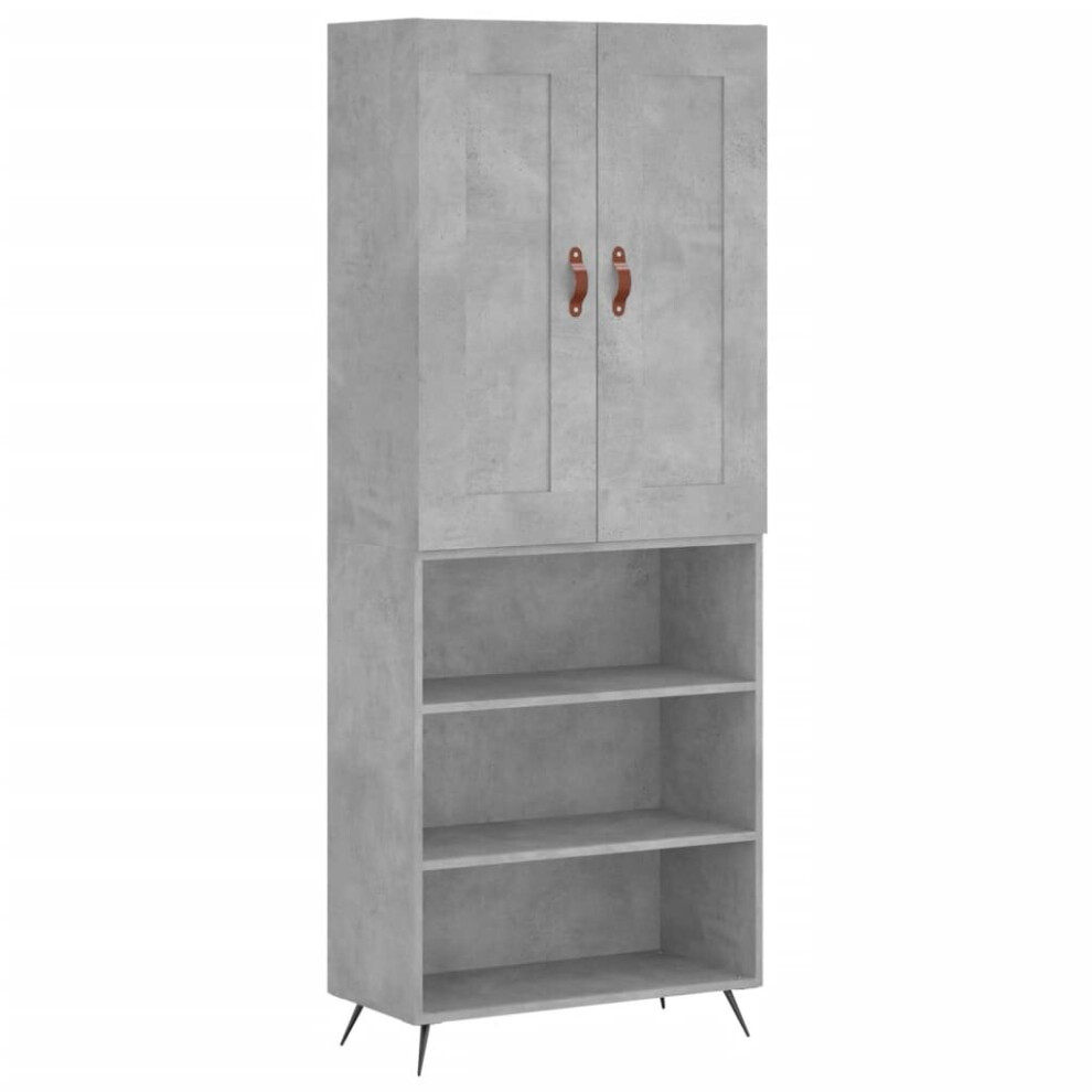 Vidaxl (Concrete Grey, 3 Shelves) Highboard Sideboard Tall Storage Cabinet Side Cabinet Engineered Wood