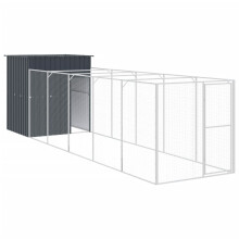(anthracite, 165 x 659 x 181 cm) vidaXL Dog House Dog Kennel with Run Dog Cage Anthracite Galvanised Steel