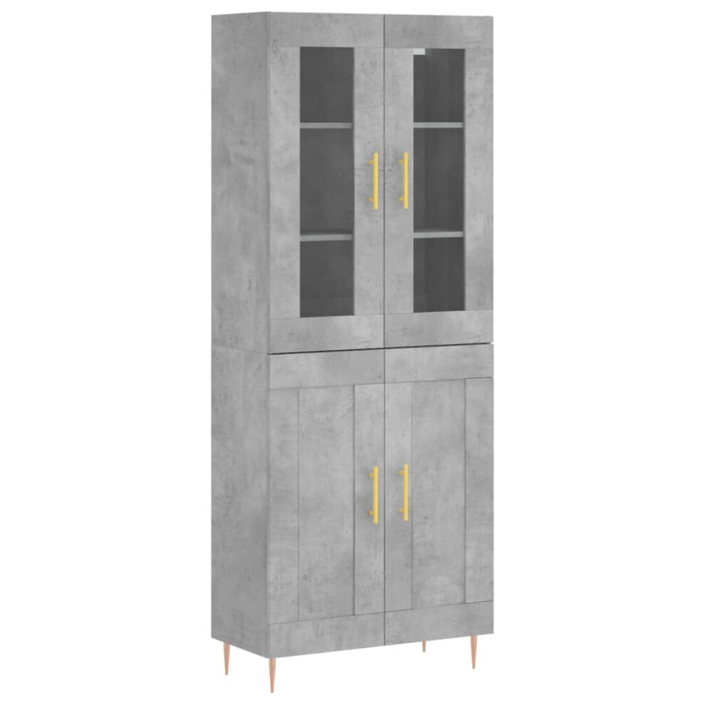 Vidaxl (Concrete Grey, 2 Wood Doors) Highboard Sideboard Tall Storage Cabinet Side Cabinet Engineered Wood