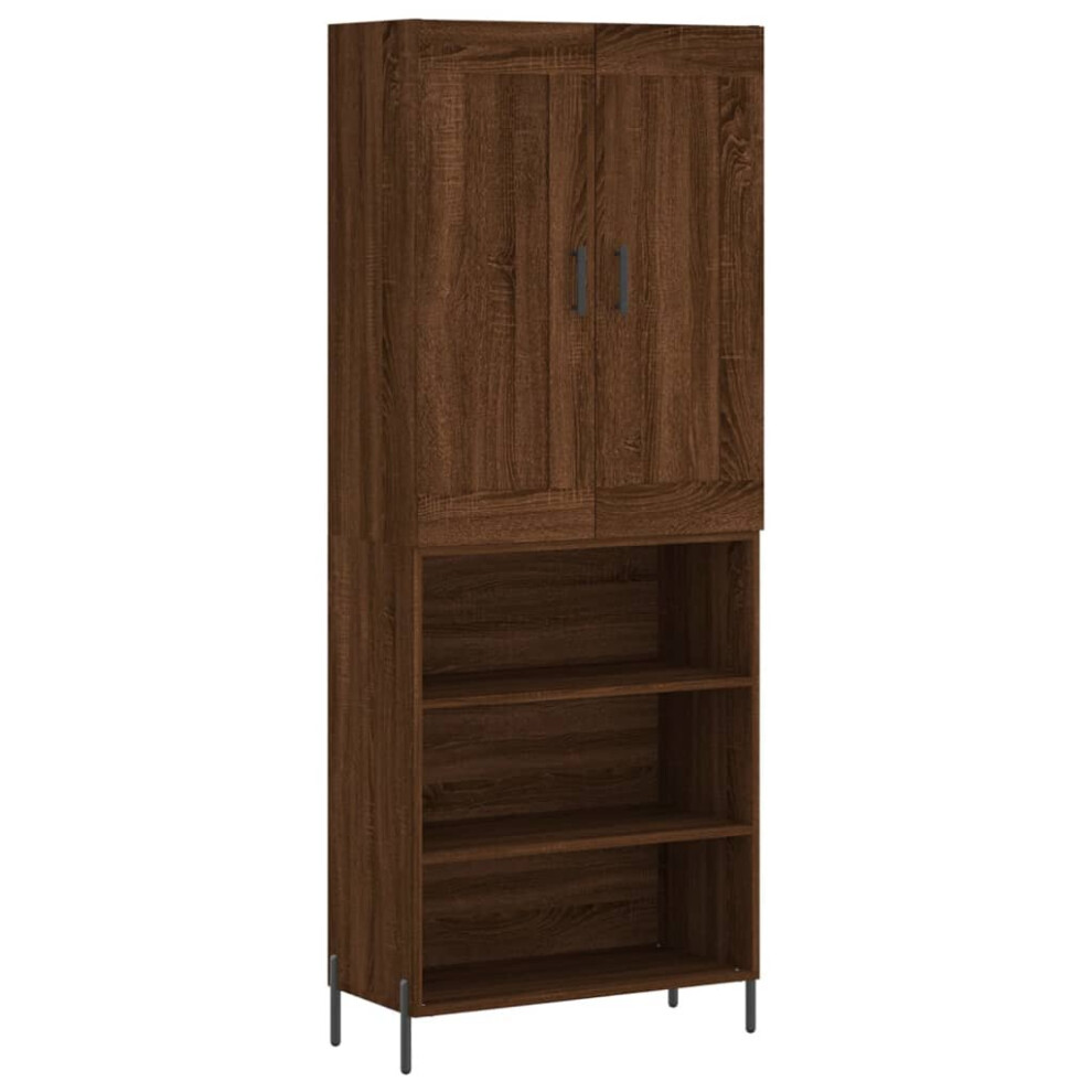 vidaXL Highboard Sideboard Cupboard Storage Cabinet Brown Oak Engineered Wood