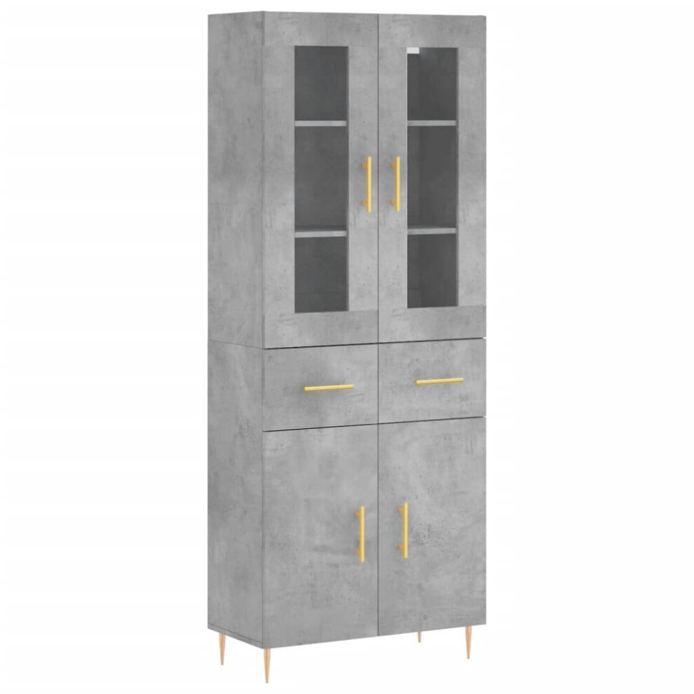 Vidaxl (Concrete Grey, 2 Doors 2 Drawers) Highboard Sideboard Tall Storage Cabinet Side Cabinet Engineered Wood