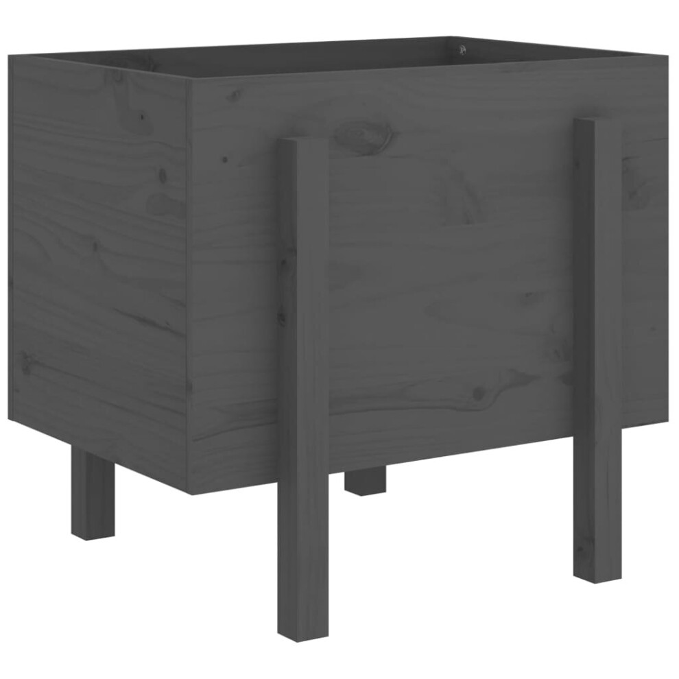 Vidaxl Garden Planter Flower Box Garden Pot Plant Pot Solid Wood Pine Grey