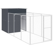 (anthracite, 165 x 455 x 181 cm) vidaXL Dog House Dog Kennel with Run Dog Cage Anthracite Galvanised Steel