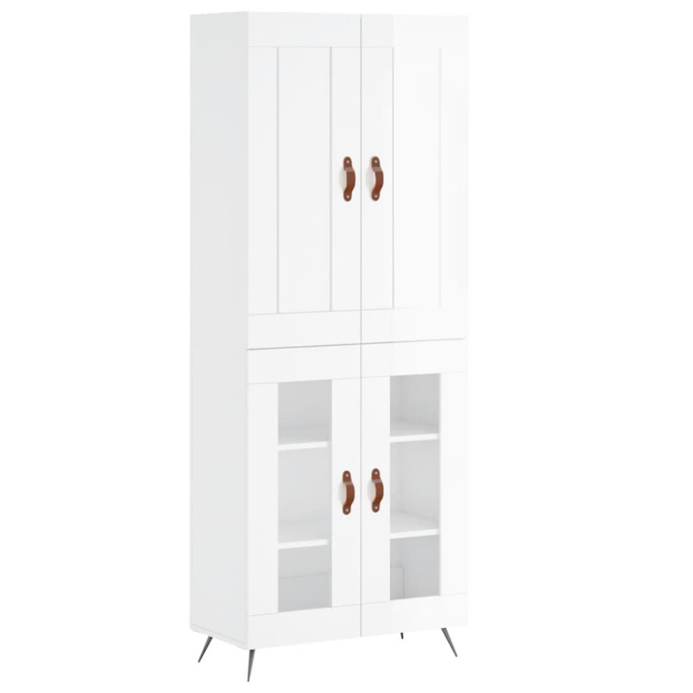 (high gloss white, 2 glass doors) vidaXL Highboard Sideboard Tall Storage Cabinet Side Cabinet Engineered Wood