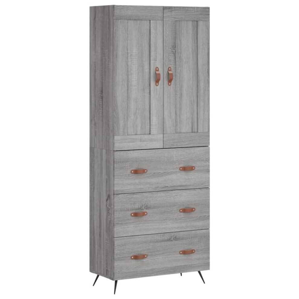 Vidaxl (Grey Sonoma, 3 Drawers) Highboard Sideboard Tall Storage Cabinet Side Cabinet Engineered Wood