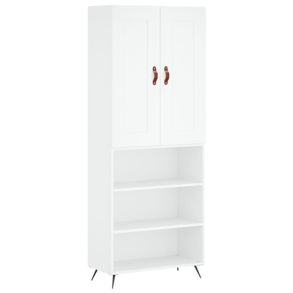 Vidaxl (White, 3 Shelves) Highboard Sideboard Tall Storage Cabinet Side Cabinet Engineered Wood