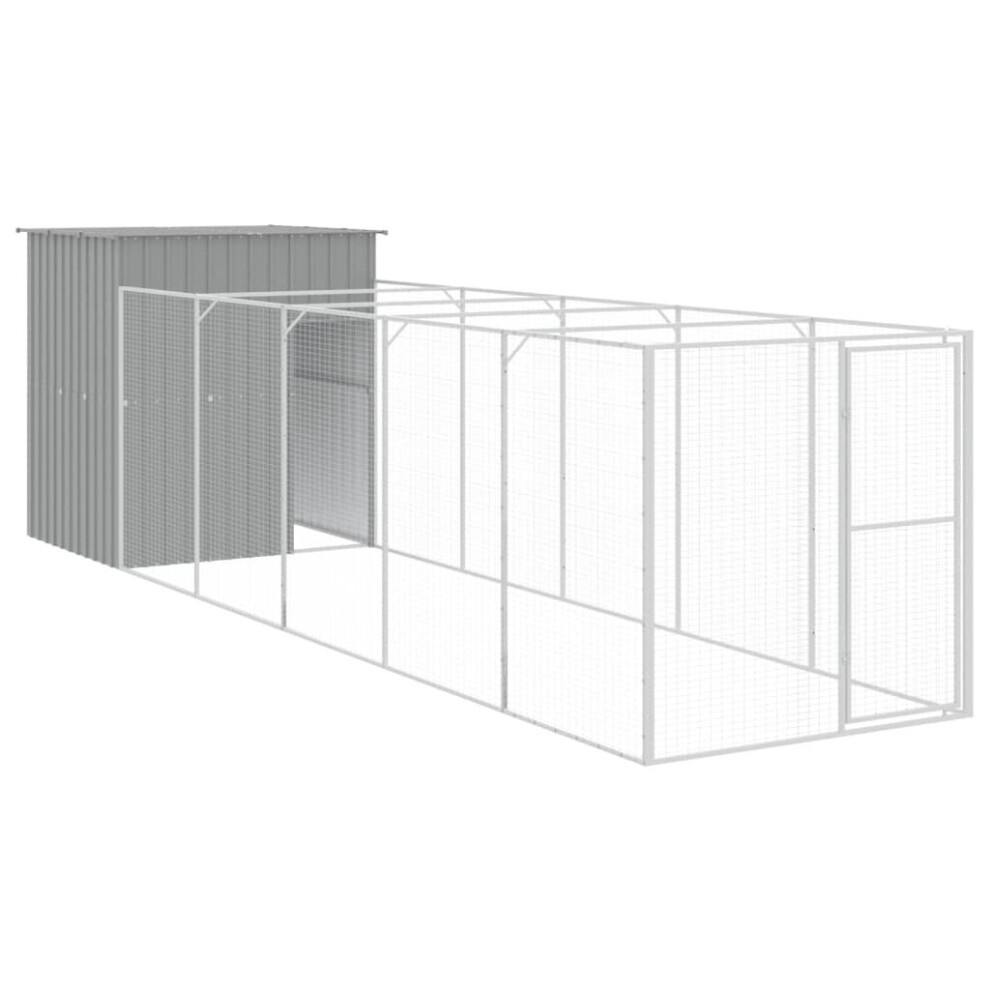 (light grey, 165 x 659 x 181 cm) vidaXL Dog House Dog Kennel with Run Dog Cage Anthracite Galvanised Steel
