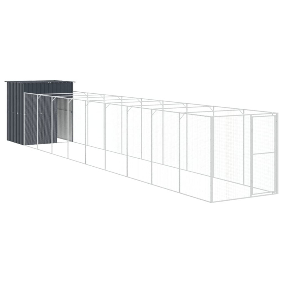 Vidaxl (Anthracite, 165 X 1067 X 181 Cm) Dog House Dog Kennel With Run Dog Cage Anthracite Galvanised Steel