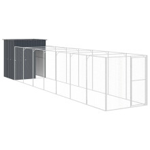 (anthracite, 165 x 863 x 181 cm) vidaXL Dog House Dog Kennel with Run Dog Cage Anthracite Galvanised Steel