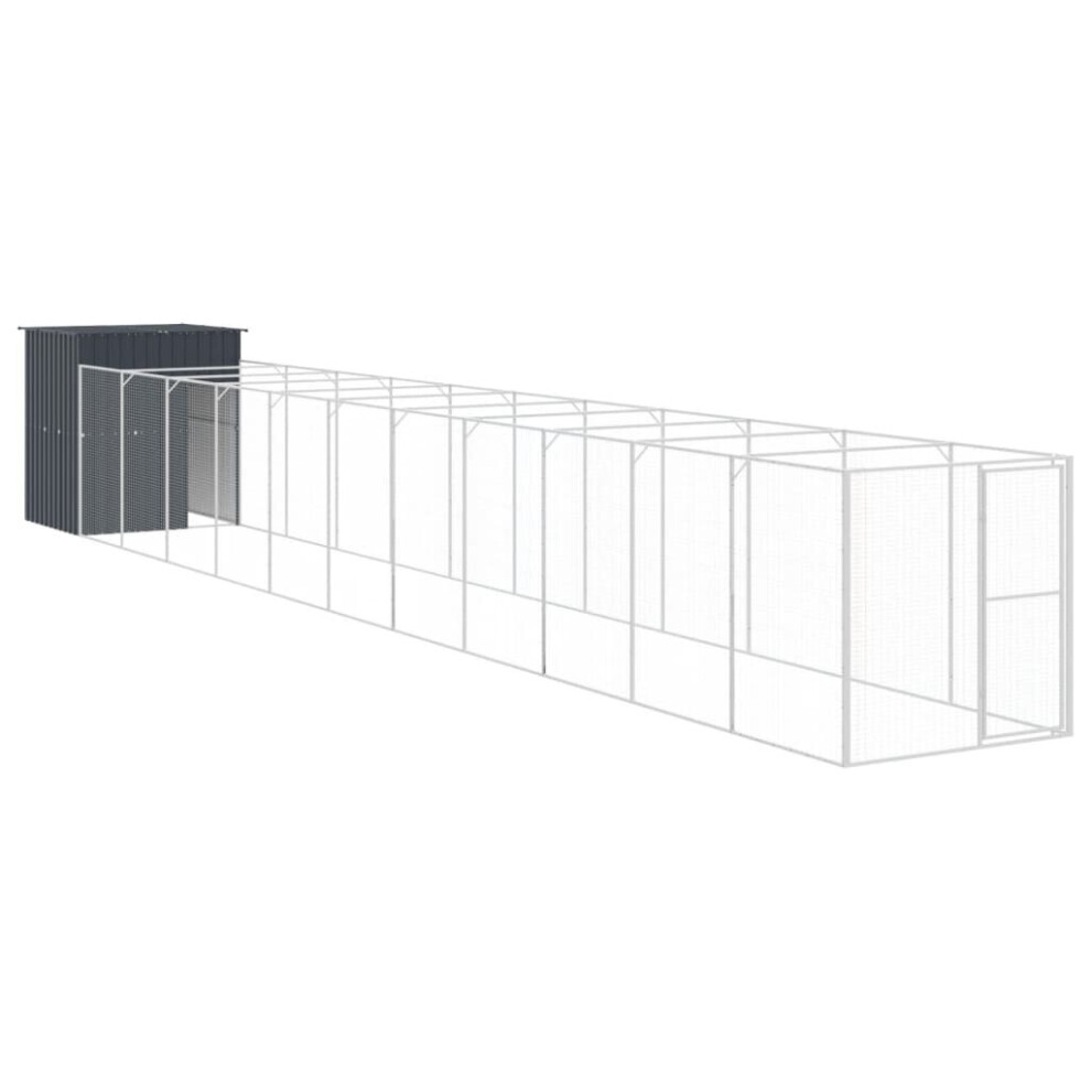 Vidaxl (Anthracite, 165 X 1271 X 181 Cm) Dog House Dog Kennel With Run Dog Cage Anthracite Galvanised Steel