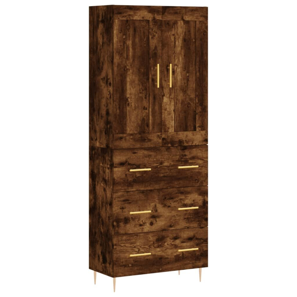 Vidaxl Highboard Sideboard Cupboard Side Cabinet Smoked Oak Engineered Wood