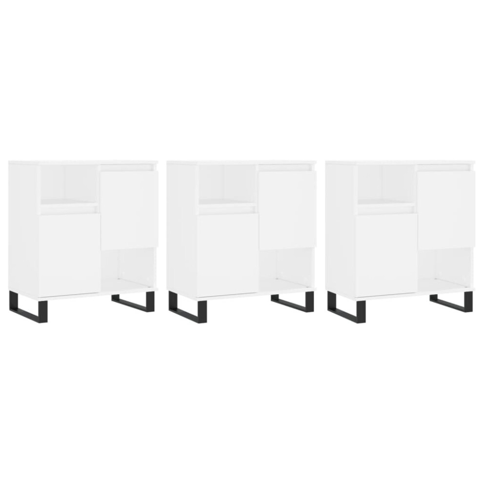 (high gloss white, 3 pcs) vidaXL Sideboard Storage Cupboard Side Cabinets 3 pcs White Engineered Wood