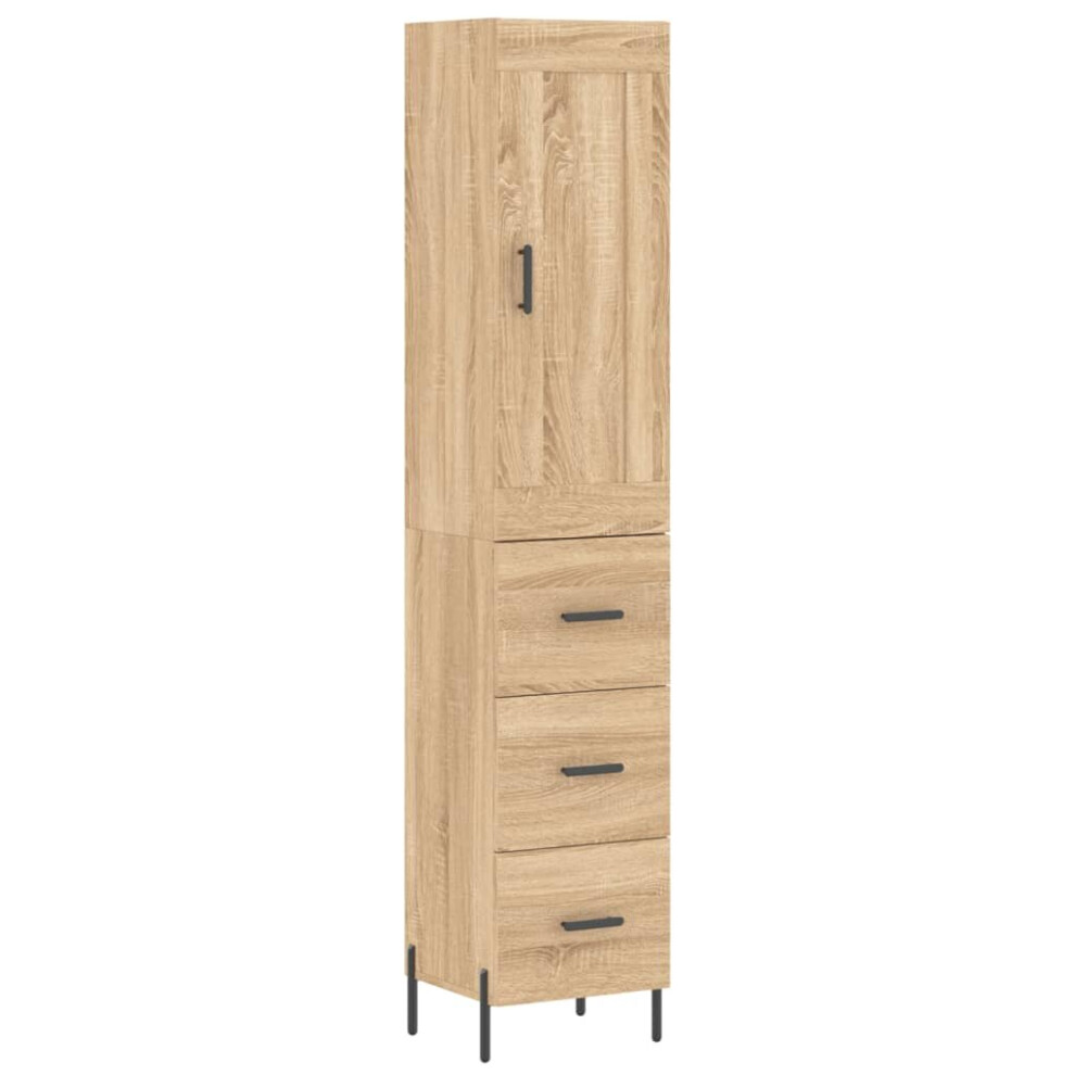 Vidaxl (Sonoma Oak, 3 Drawers) Highboard Sideboard Tall Storage Cabinet Side Cabinet Engineered Wood