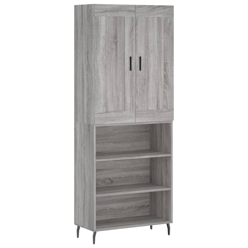 Vidaxl Grey Highboard Sideboard Cupboard Side Cabinet Sonoma Engineered Wood