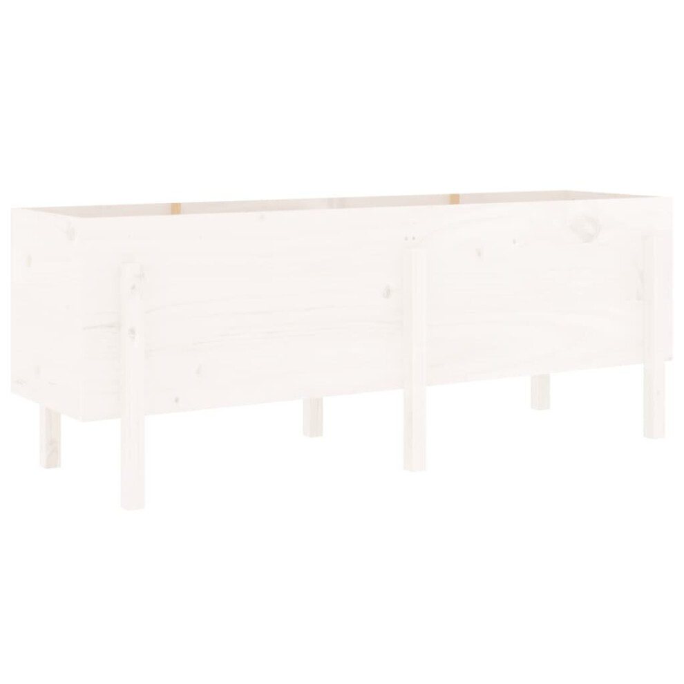 vidaXL Garden Raised Bed Planter Pot Patio Flower Bed White Solid Wood Pine