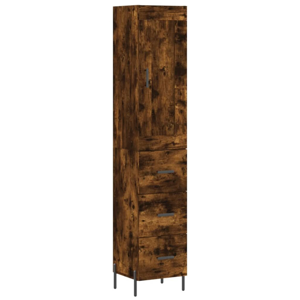 Vidaxl (Smoked Oak, 3 Drawers) Highboard Sideboard Tall Storage Cabinet Side Cabinet Engineered Wood