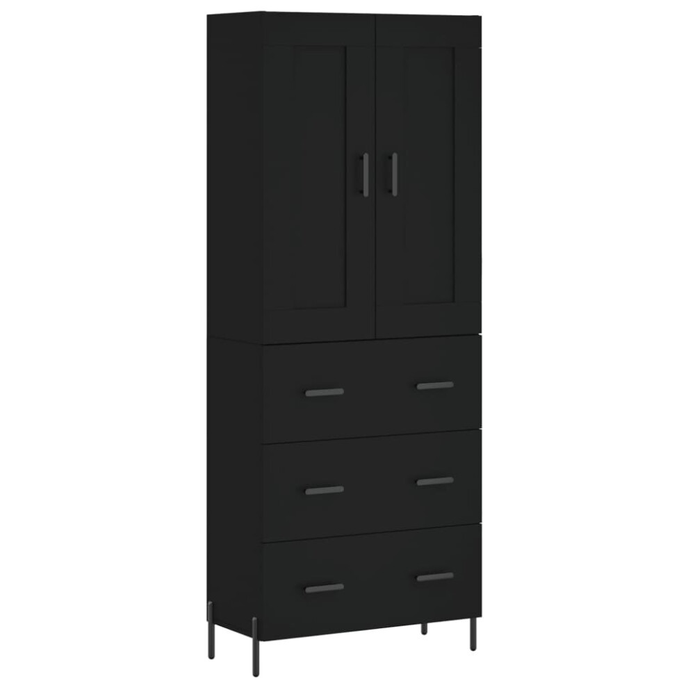 vidaXL Highboard Sideboard Storage Cabinet Side Cabinet Black Engineered Wood