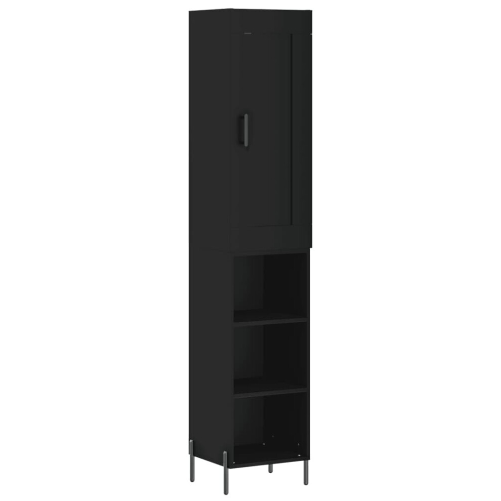 (black, 3 shelves) vidaXL Highboard Sideboard Tall Storage Cabinet Side Cabinet Engineered Wood