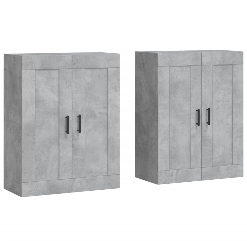 vidaXL Wall Mounted Cabinets Cupboard 2 pcs Concrete Grey Engineered Wood