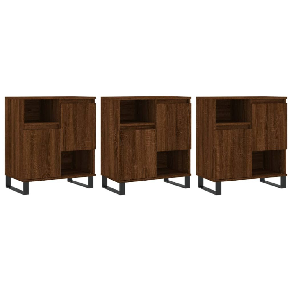 (brown oak, 3 pcs) vidaXL Sideboard Storage Cupboard Side Cabinets 3 pcs White Engineered Wood