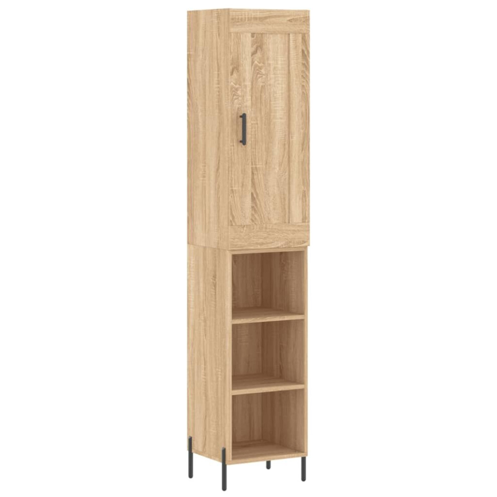 Vidaxl (Sonoma Oak, Shelves) Highboard Sideboard Tall Storage Cabinet Side Cabinet Engineered Wood Size 3