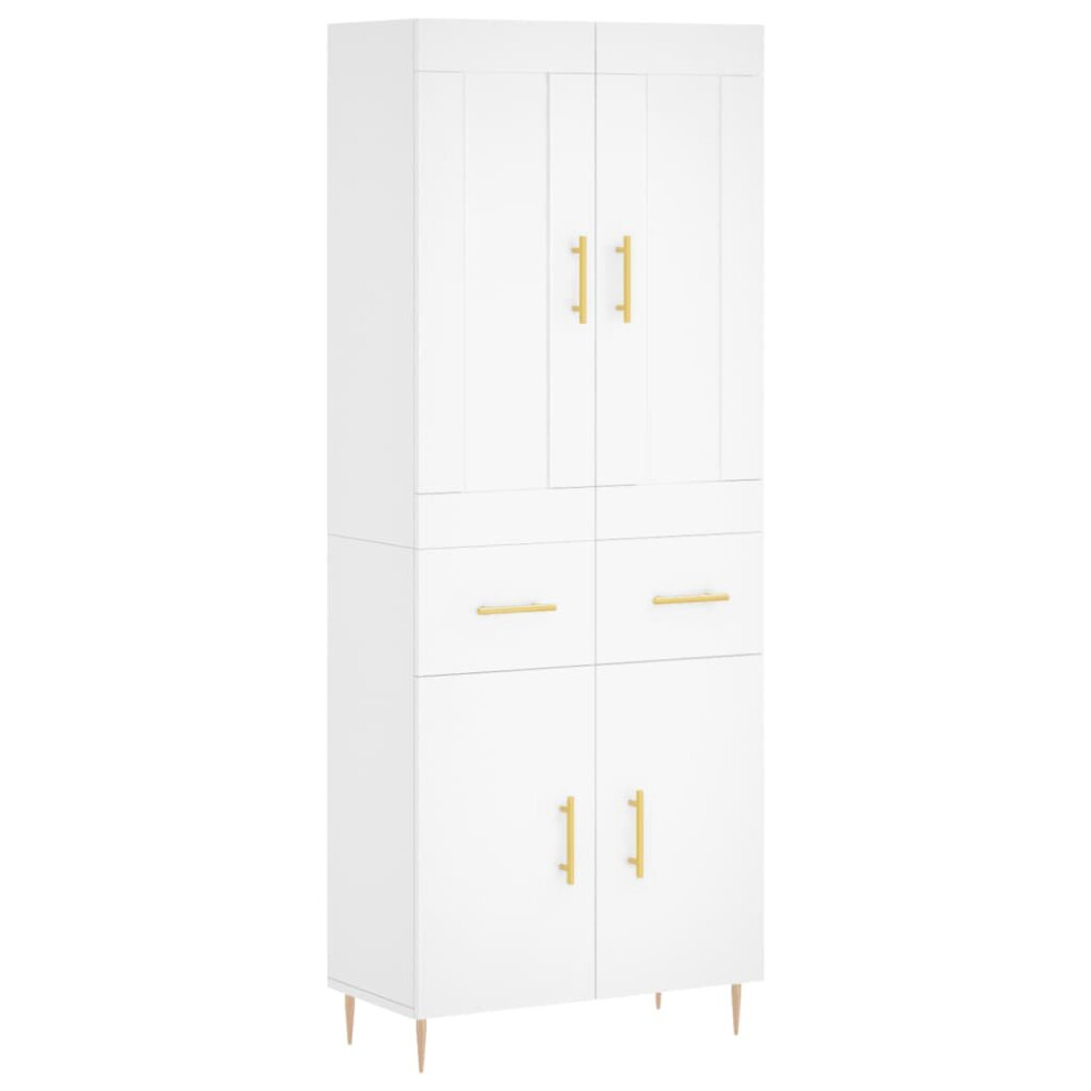 Vidaxl Highboard Sideboard Storage Cabinet Side Cabinet White Engineered Wood