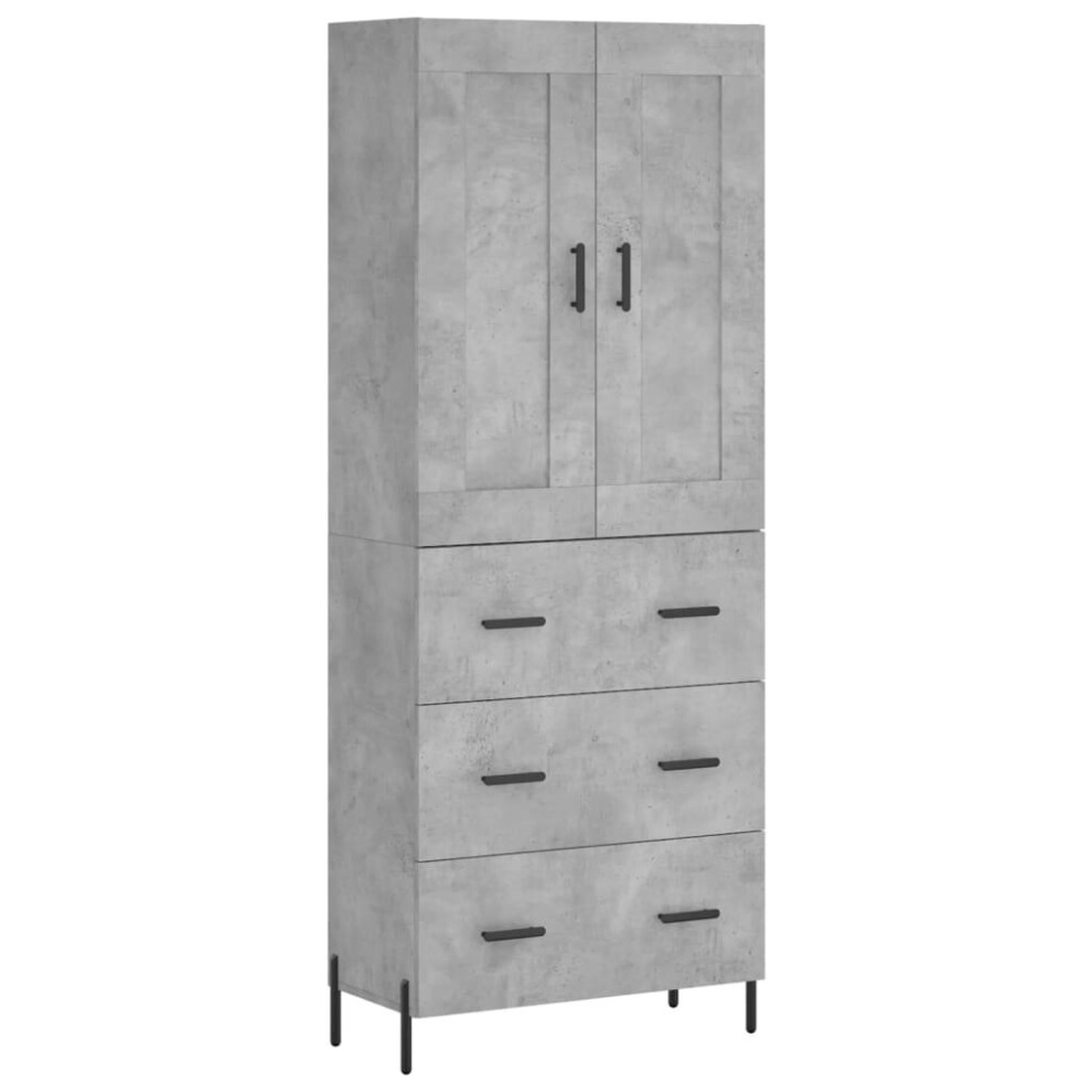 vidaXL Highboard Sideboard Cupboard Side Cabinet Concrete Grey Engineered Wood