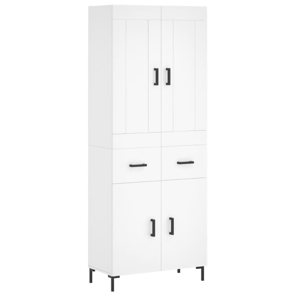 Vidaxl Highboard Sideboard Storage Cabinet Side Cabinet White Engineered Wood
