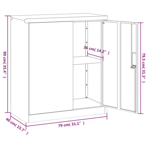 VidaXL vidaXL Aktenschrank Hellgrau 79x40x90 cm Stahl 2