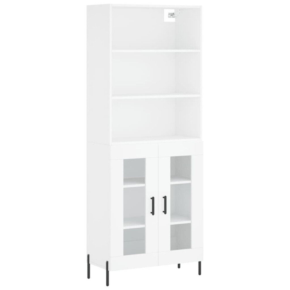 Vidaxl (White, 2 Glass Doors) Highboard Sideboard Storage Cabinet Home Side Cabinet Engineered Wood