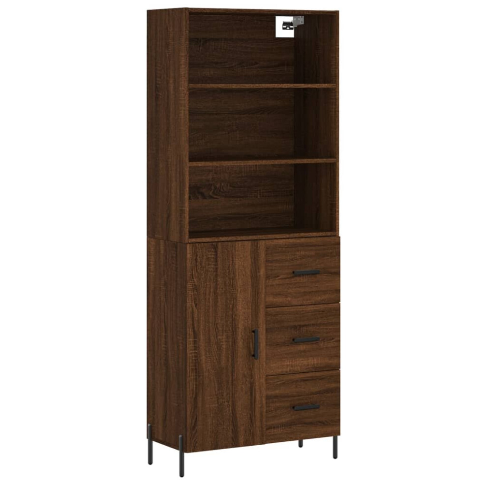 (brown oak, 1 door 3 drawers) vidaXL Highboard Sideboard Storage Cabinet High Gloss White Engineered Wood