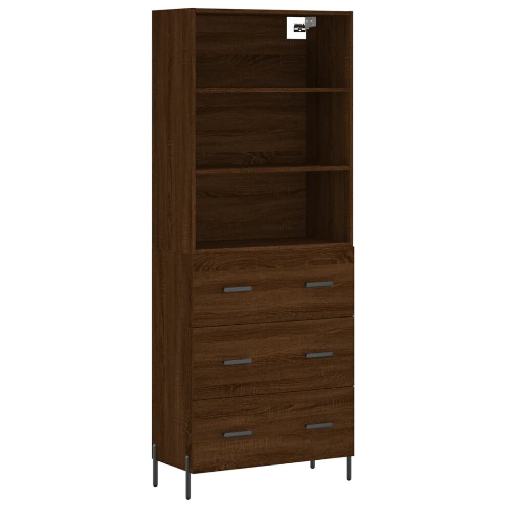 (brown oak, 3 drawers) vidaXL Highboard Sideboard Storage Cabinet High Gloss White Engineered Wood