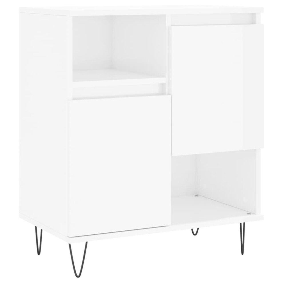 vidaXL Sideboard Storage Cabinet Cupboard High Gloss White Engineered Wood