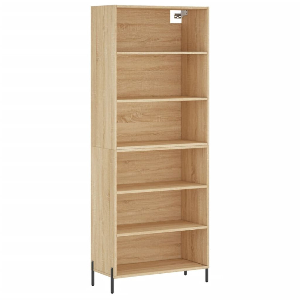 (sonoma oak, 3 shelves) vidaXL Highboard Sideboard Storage Cabinet High Gloss White Engineered Wood