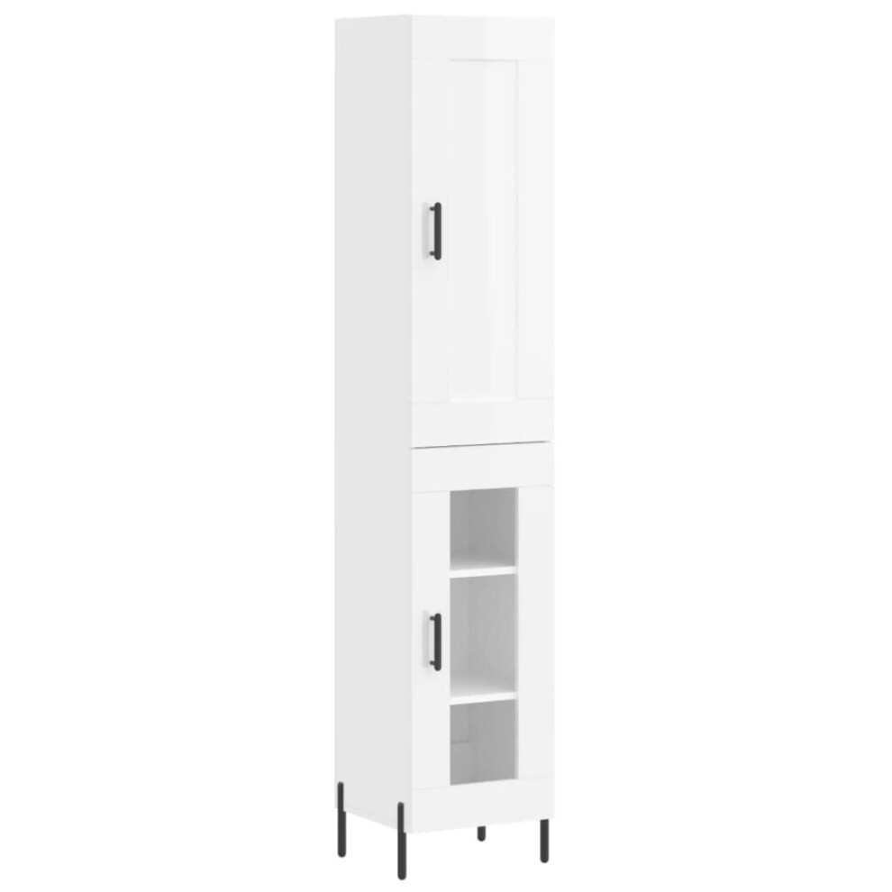 (high gloss white, 1 glass door) vidaXL Highboard Sideboard Tall Storage Cabinet Side Cabinet Engineered Wood