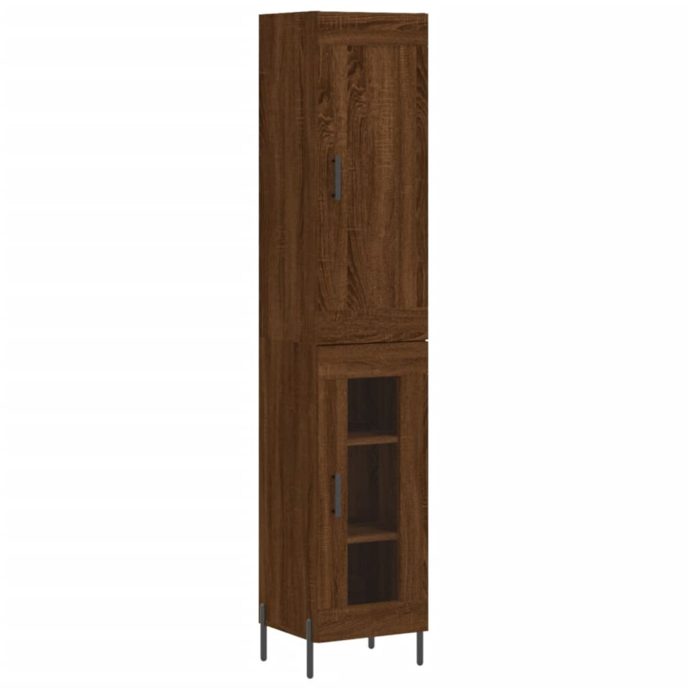 (brown oak, 1 glass door) vidaXL Highboard Sideboard Tall Storage Cabinet Side Cabinet Engineered Wood