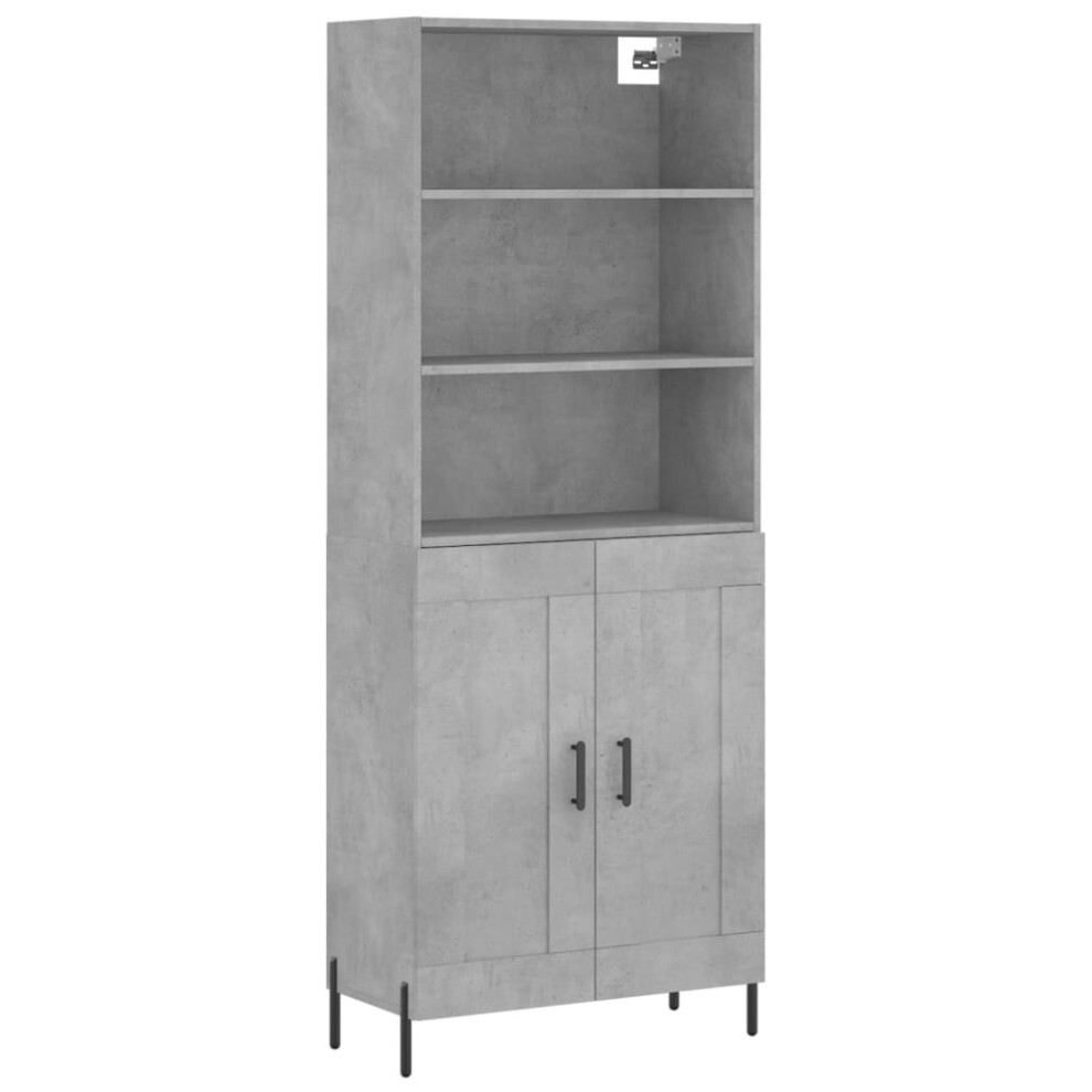 Vidaxl (Concrete Grey, 2 Wood Doors) Highboard Sideboard Storage Cabinet Home Side Cabinet Engineered Wood