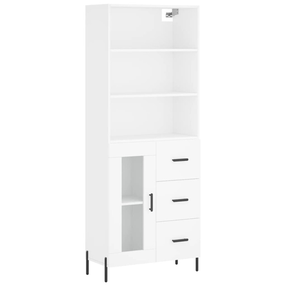 Vidaxl (White, 1 Glass Door 3 Drawers) Highboard Sideboard Storage Cabinet Home Side Cabinet Engineered Wood